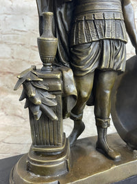 Greek Spartan Warrior Roman Soldier Signed Bronze Sculpture