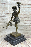 Dionysus Bacchus Bronze Sculpture on Marble Base