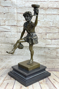 Dionysus Bacchus Bronze Sculpture on Marble Base