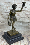 Dionysus Bacchus Bronze Sculpture on Marble Base