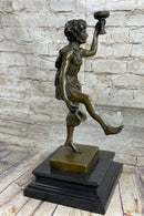Dionysus Bacchus Bronze Sculpture on Marble Base