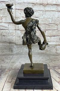 Dionysus Bacchus Bronze Sculpture on Marble Base
