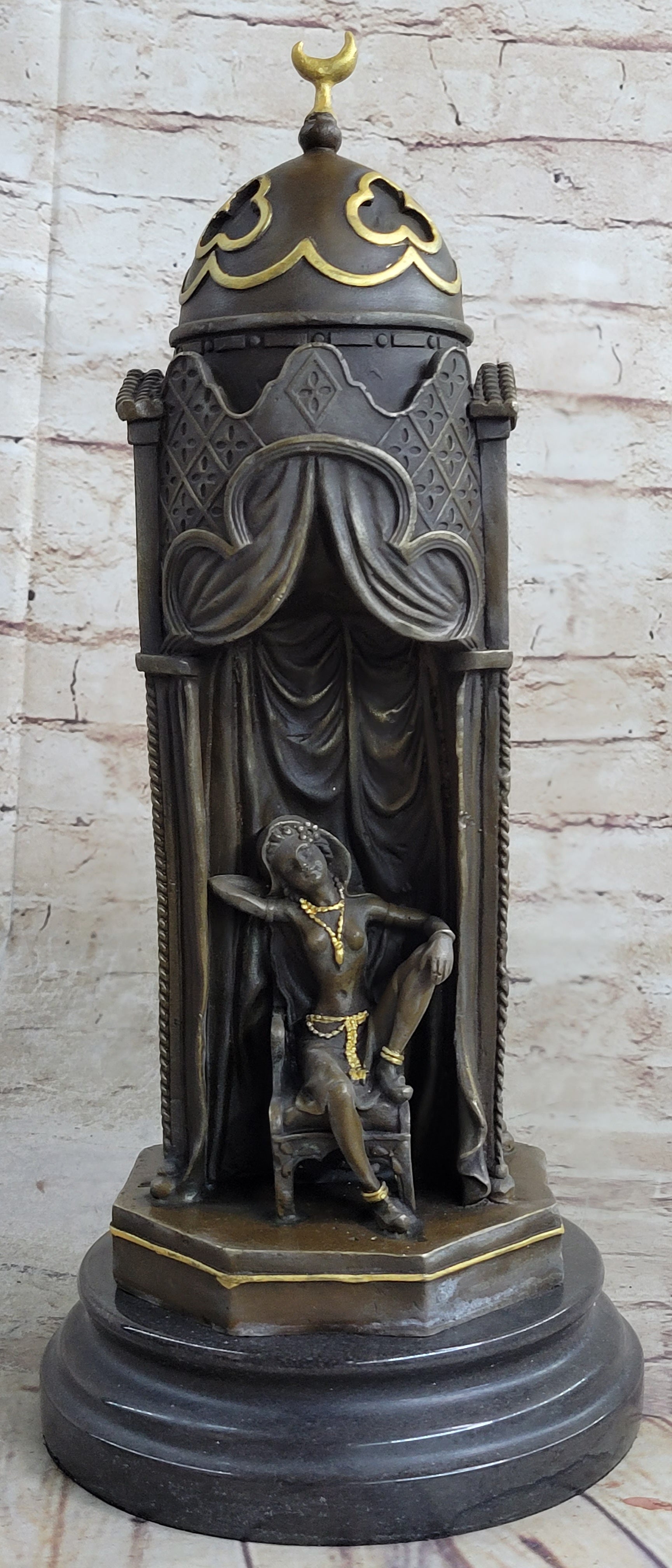 Peeping Ali Arabic Turkish Harem Bronze by Franz Bergman 14" X 8"