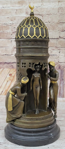 Oriental Peeping Ali Bronze Sculpture Harem Arab Men Nude Female by Bergman