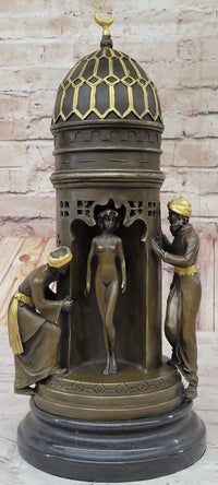Oriental Peeping Ali Bronze Sculpture Harem Arab Men Nude Female by Bergman