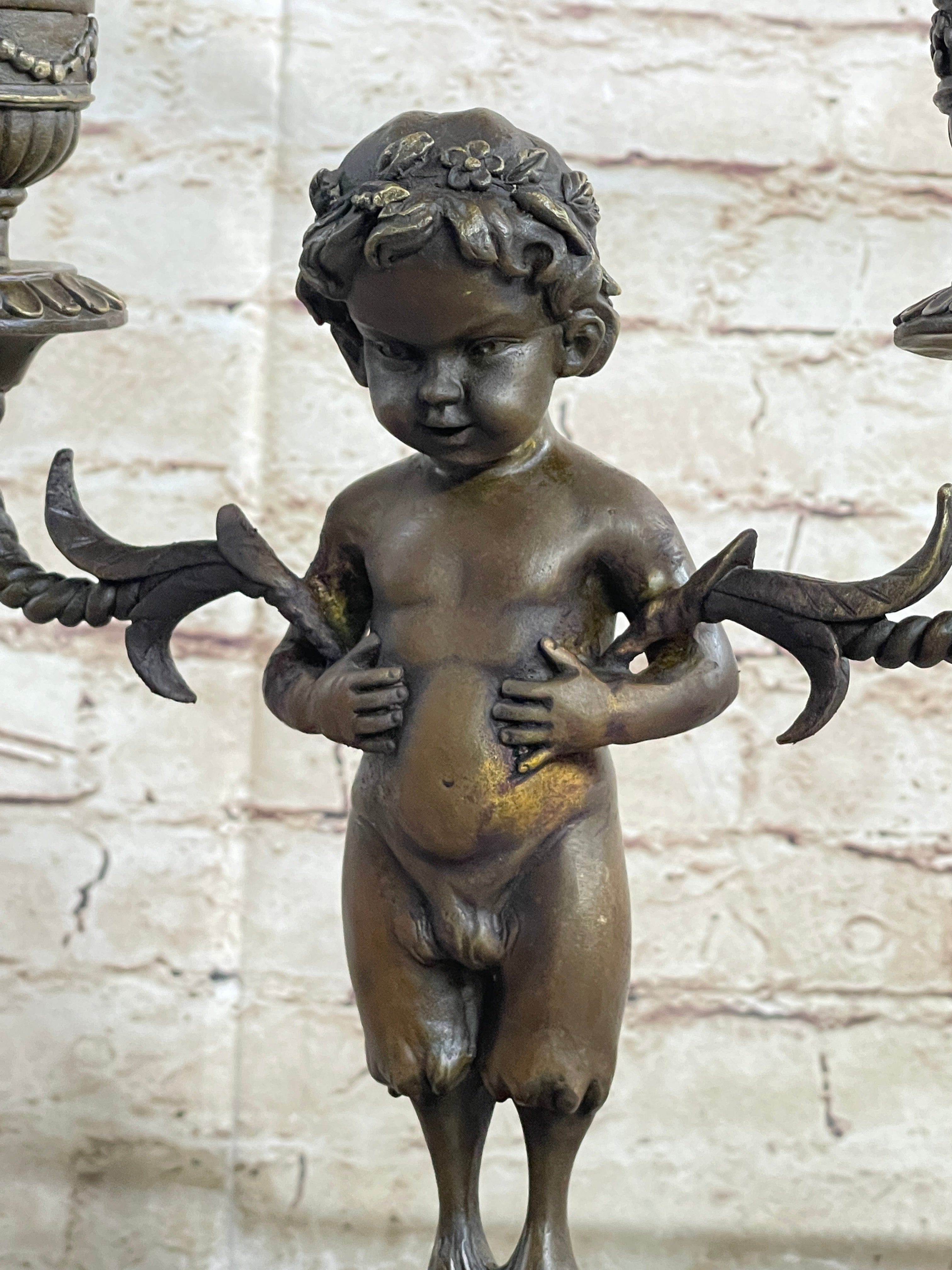 Aldo Vitaleh Candle Holder Candelabrum Satyr Bronze