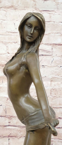 Sexy Erotic Bronze Sculpture Statue Nude Female Figure Exposing Her Butt by Aldo Vitaleh