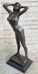 Playboy Bunny Centerfolds Sexy Girl Bronze Sculpture Art Deco Marble Base Figure
