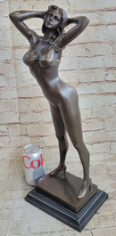 Playboy Bunny Centerfolds Sexy Girl Bronze Sculpture Art Deco Marble Base Figure