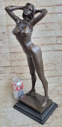 Playboy Bunny Centerfolds Sexy Girl Bronze Sculpture Art Deco Marble Base Figure