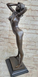 Playboy Bunny Centerfolds Sexy Girl Bronze Sculpture Art Deco Marble Base Figure