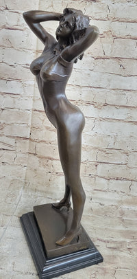 Playboy Bunny Centerfolds Sexy Girl Bronze Sculpture Art Deco Marble Base Figure