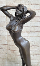 Playboy Bunny Centerfolds Sexy Girl Bronze Sculpture Art Deco Marble Base Figure