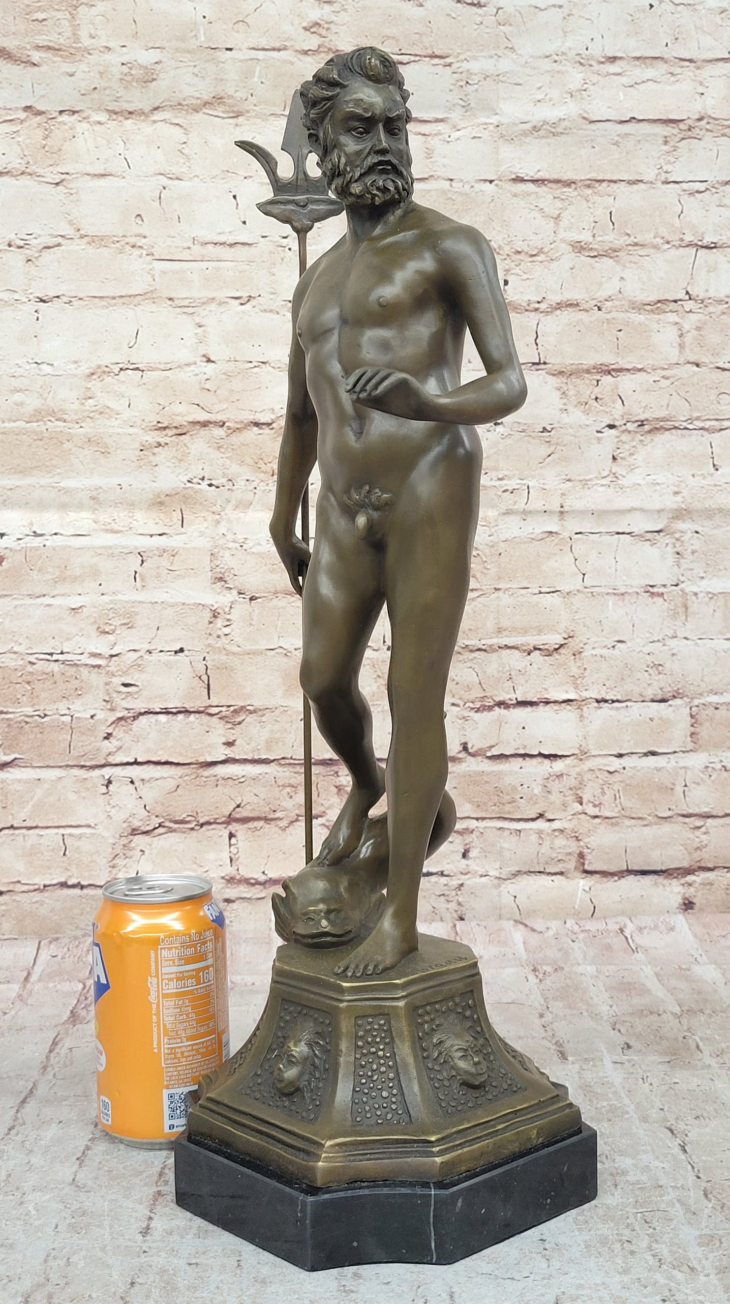 Atlantis Poseidon Neptune Sea Greek God Bronze Marble Base