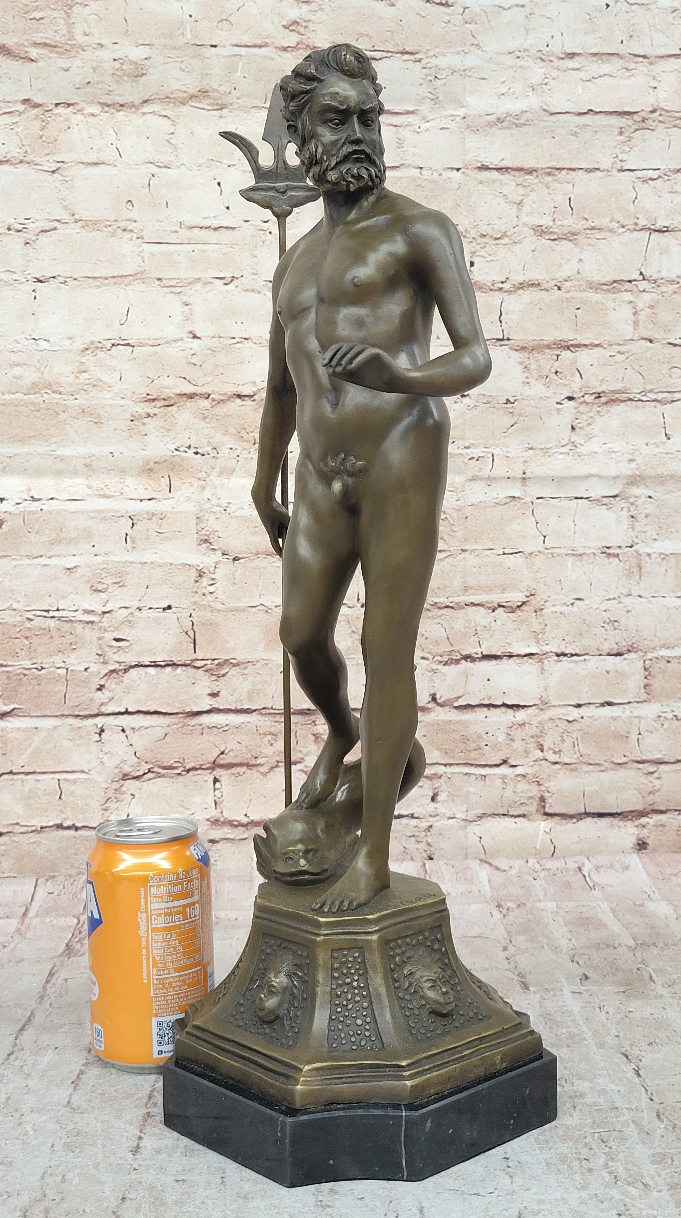 Atlantis Poseidon Neptune Sea Greek God Bronze Marble Base