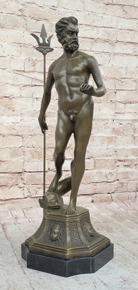Atlantis Poseidon Neptune Sea Greek God Bronze Marble Base