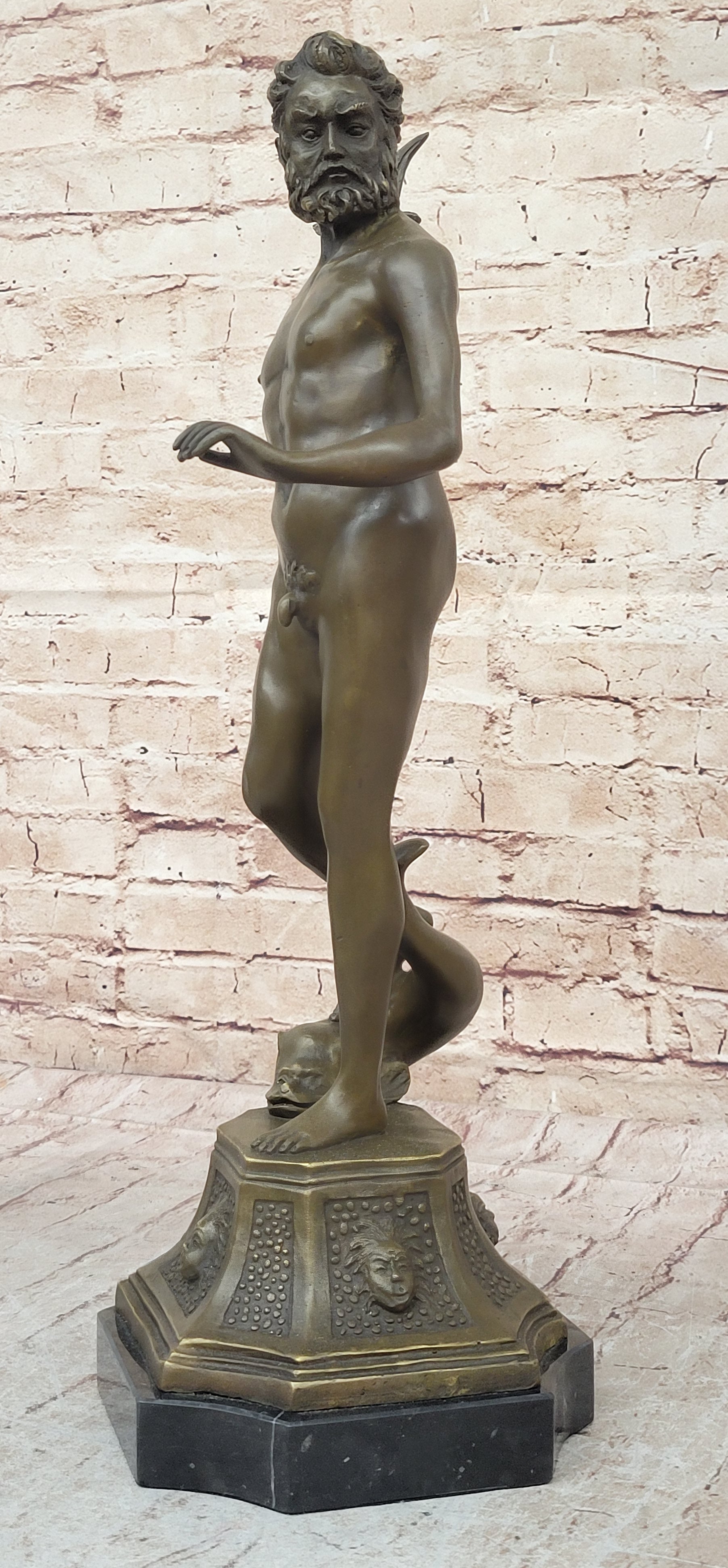 Atlantis Poseidon Neptune Sea Greek God Bronze Marble Base