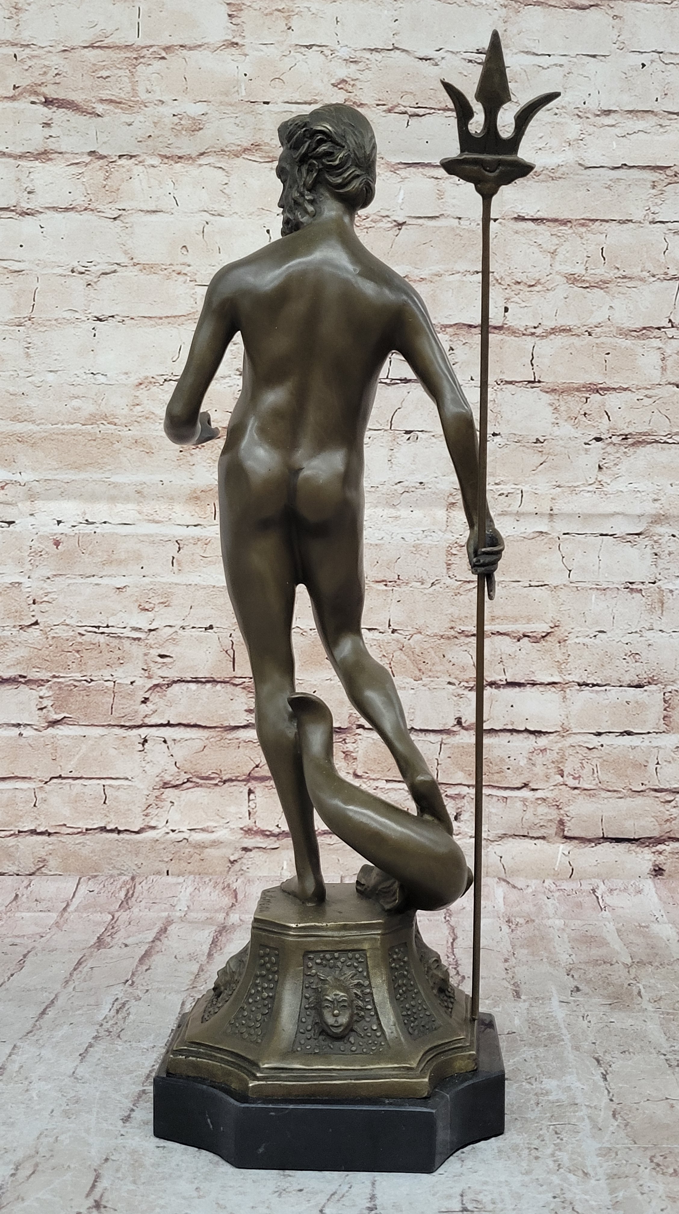 Atlantis Poseidon Neptune Sea Greek God Bronze Marble Base