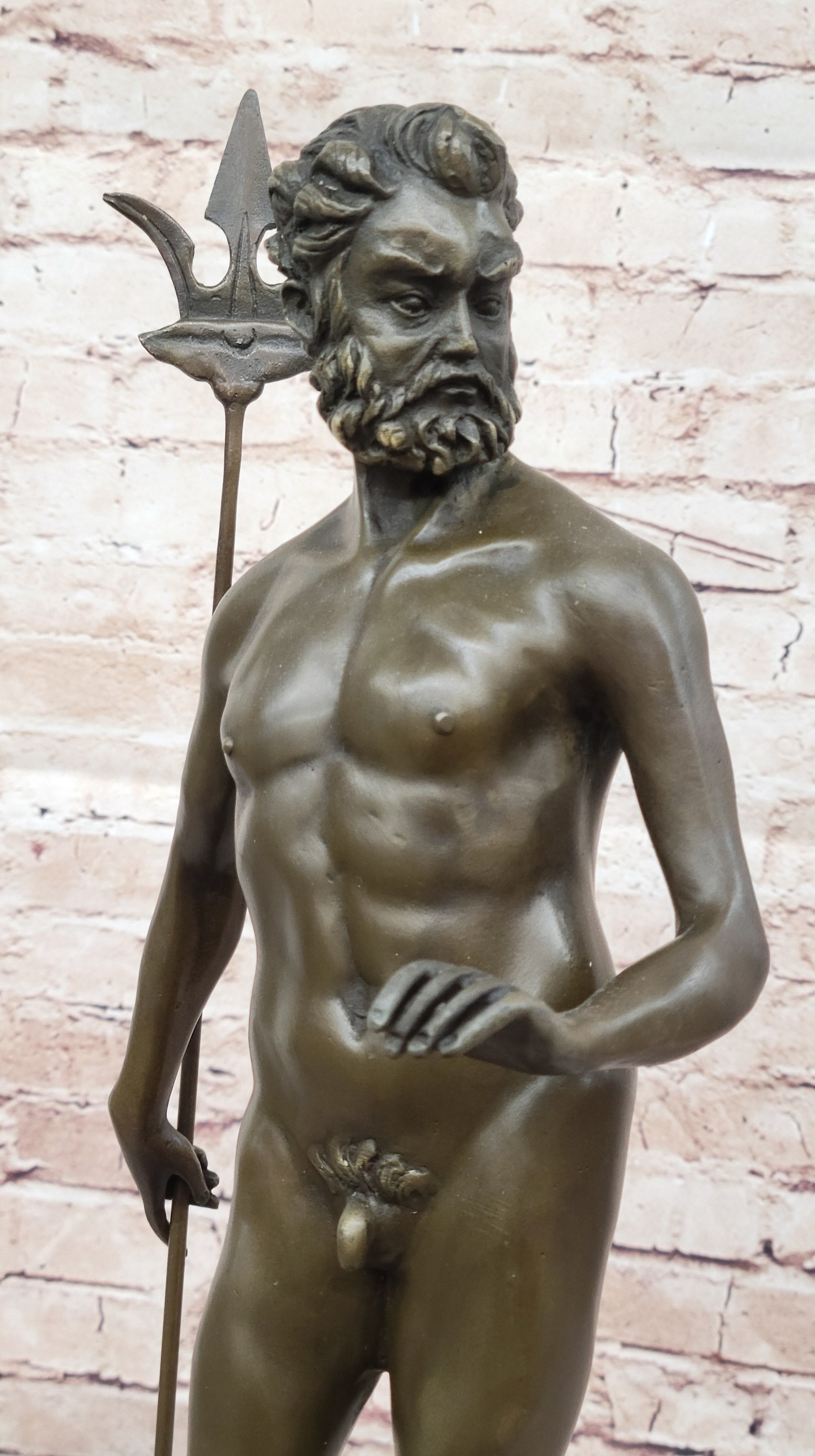 Atlantis Poseidon Neptune Sea Greek God Bronze Marble Base