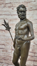Atlantis Poseidon Neptune Sea Greek God Bronze Marble Base