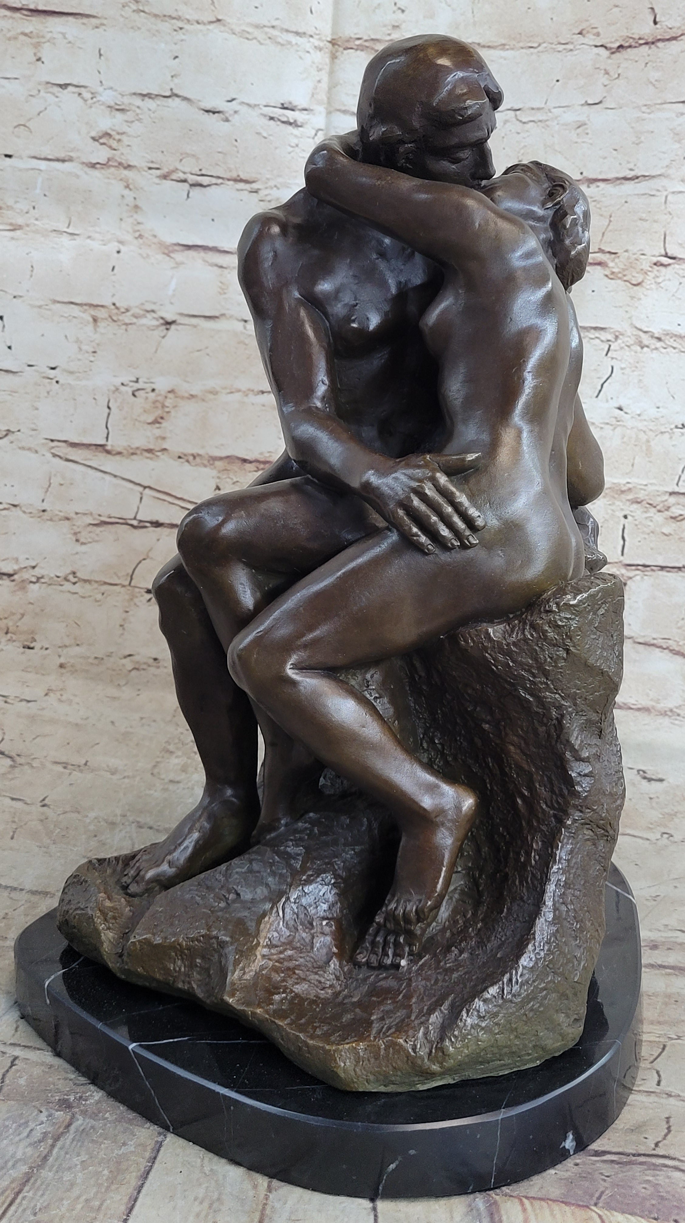 THE KISS by Auguste Rodin Bronze Sculpture 16" x 11"