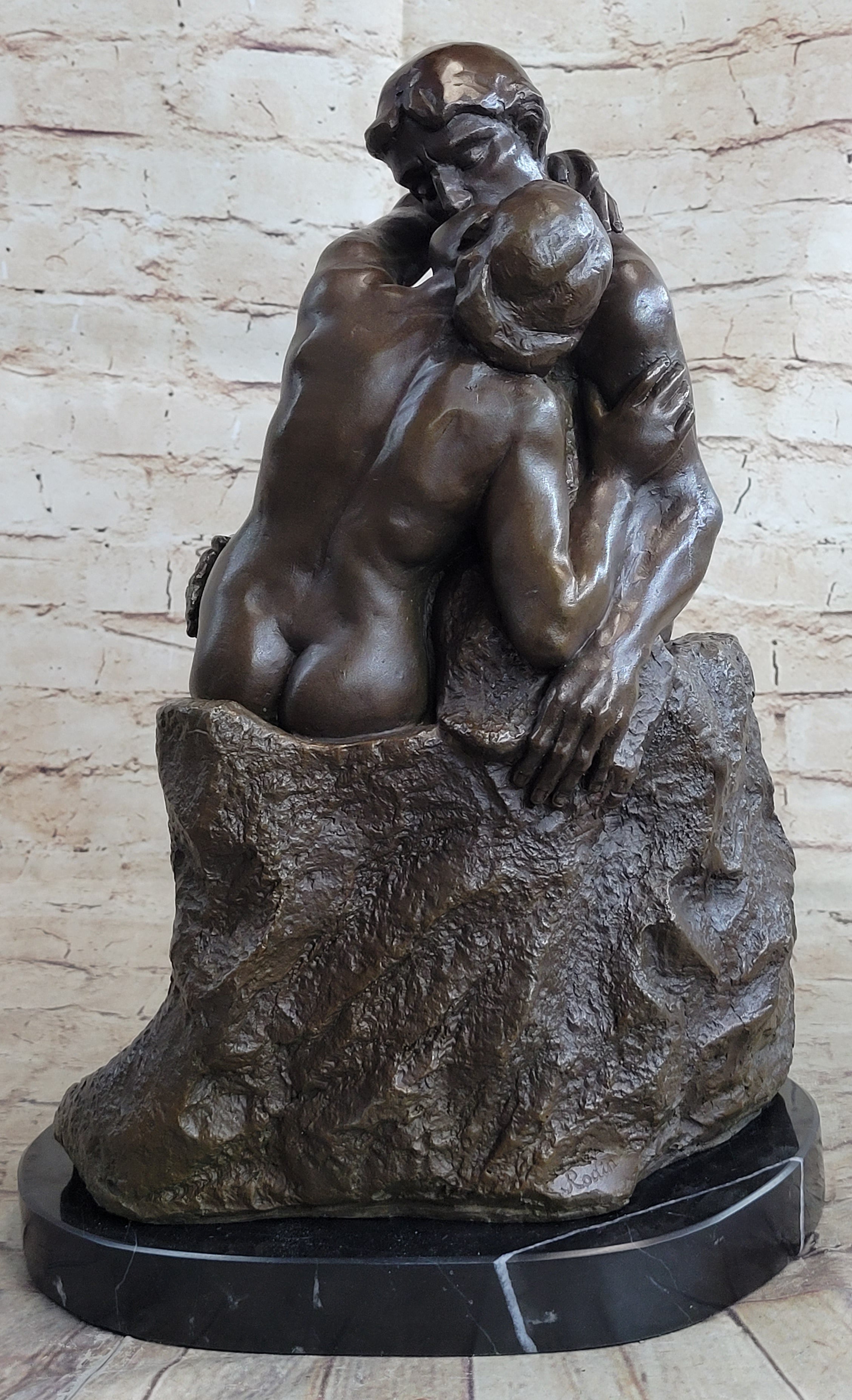 THE KISS by Auguste Rodin Bronze Sculpture 16" x 11"