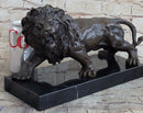 Bronze Angry Hungry Male Lion Art Deco Marble Base