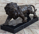 Bronze Angry Hungry Male Lion Art Deco Marble Base