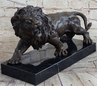 Bronze Angry Hungry Male Lion Art Deco Marble Base