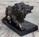 Bronze Angry Hungry Male Lion Art Deco Marble Base