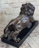 Bronze Angry Hungry Male Lion Art Deco Marble Base