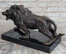 Bronze Angry Hungry Male Lion Art Deco Marble Base