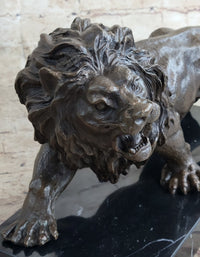 Bronze Angry Hungry Male Lion Art Deco Marble Base