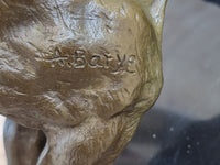 Bronze Angry Hungry Male Lion Art Deco Marble Base