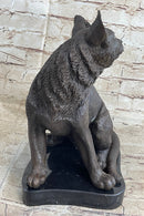 Signed Friendly Cat Feline Bronze Art Deco Marble Base Sculpture