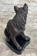Signed Friendly Cat Feline Bronze Art Deco Marble Base Sculpture