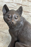 Signed Friendly Cat Feline Bronze Art Deco Marble Base Sculpture