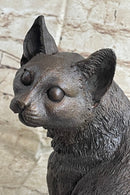 Signed Friendly Cat Feline Bronze Art Deco Marble Base Sculpture