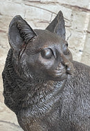 Signed Friendly Cat Feline Bronze Art Deco Marble Base Sculpture