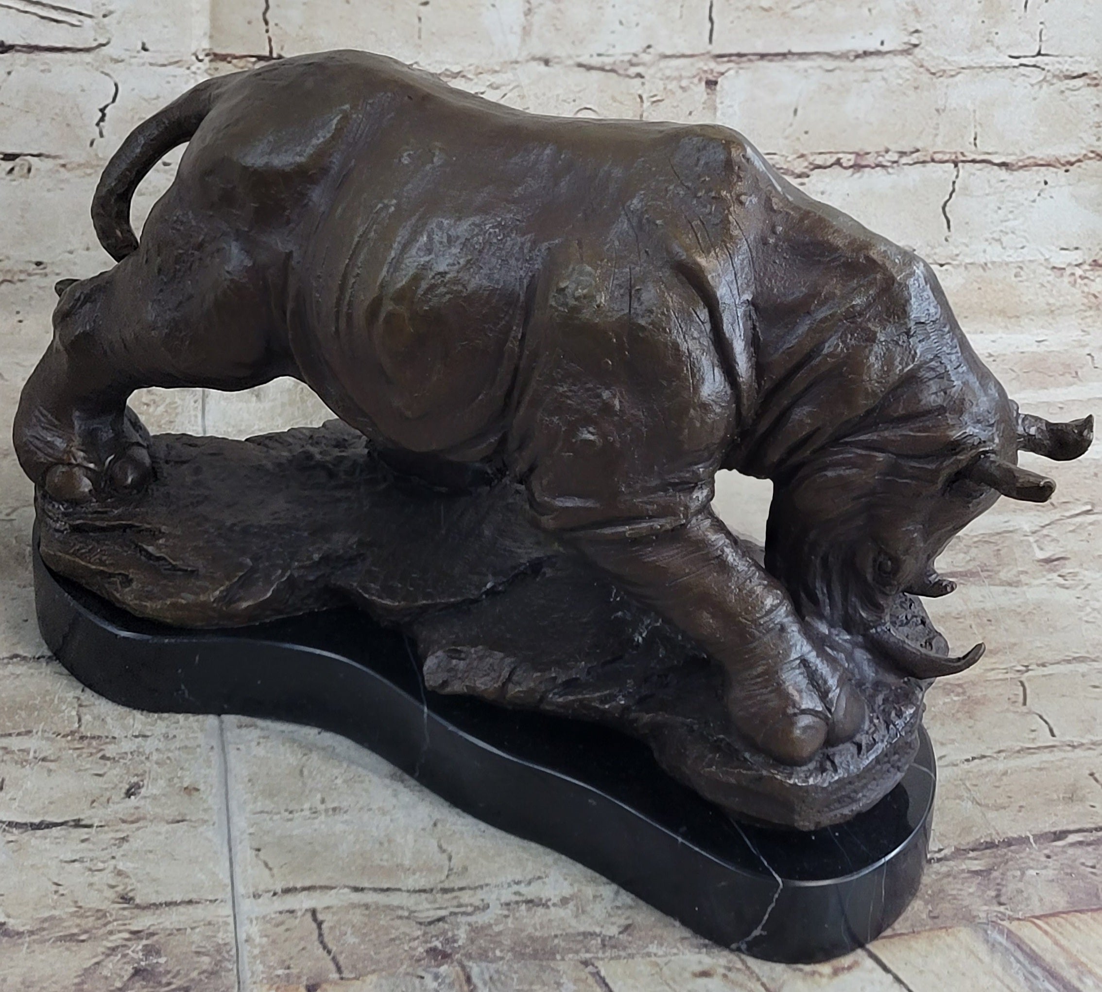 Signed Original Milo Rhinoceros African White Rhino Bronze