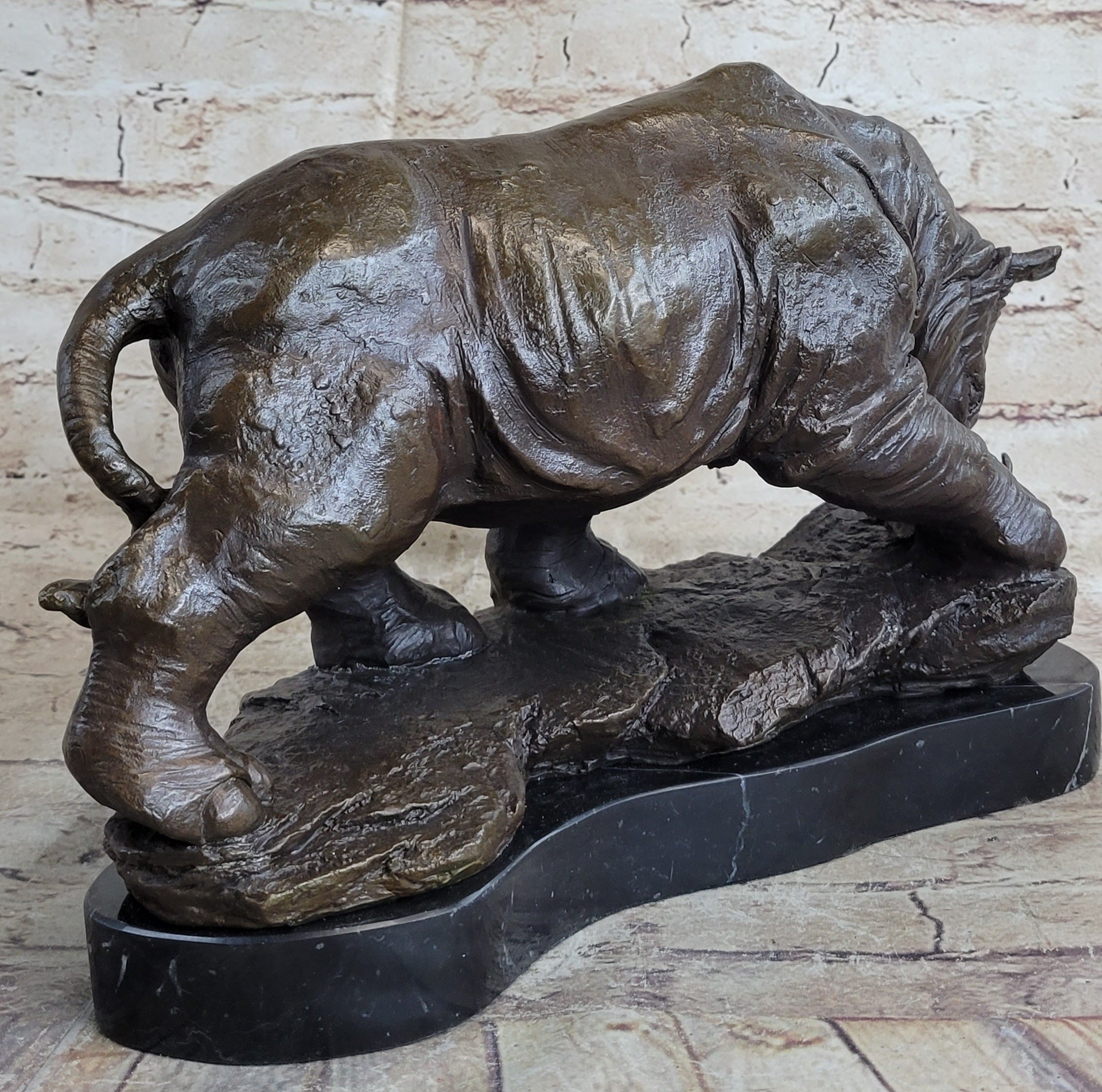 Signed Original Milo Rhinoceros African White Rhino Bronze