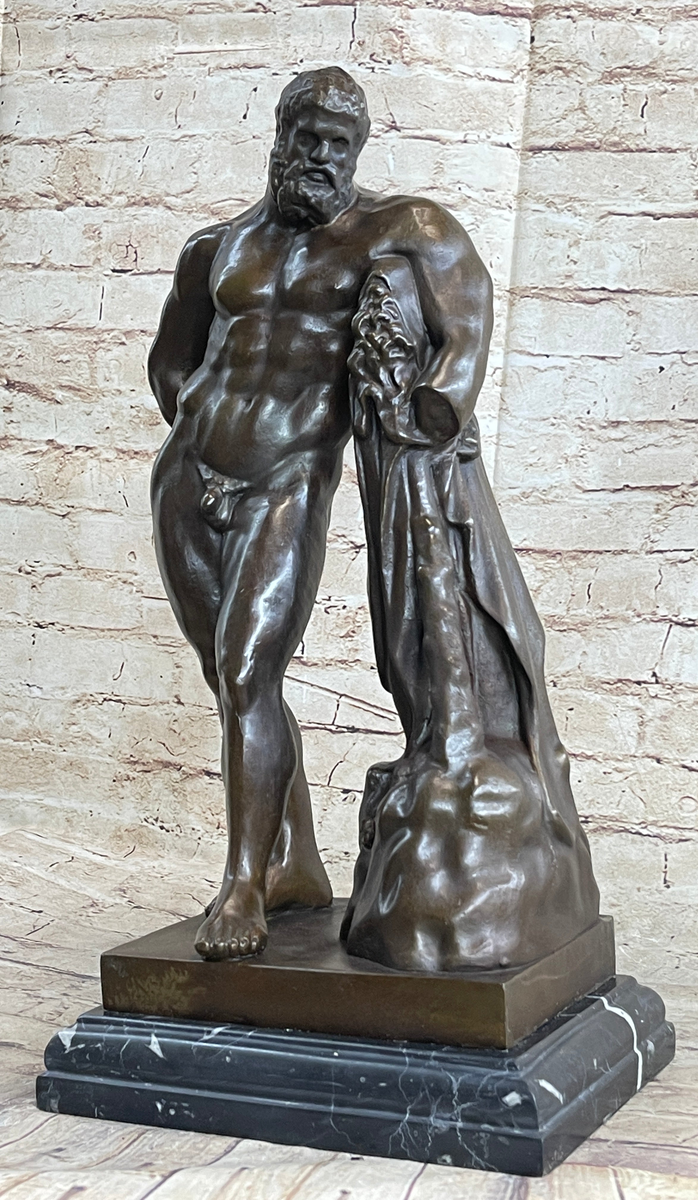 Farnese Hercules by Glykon Ancient Greek Bronze 19" x 10"