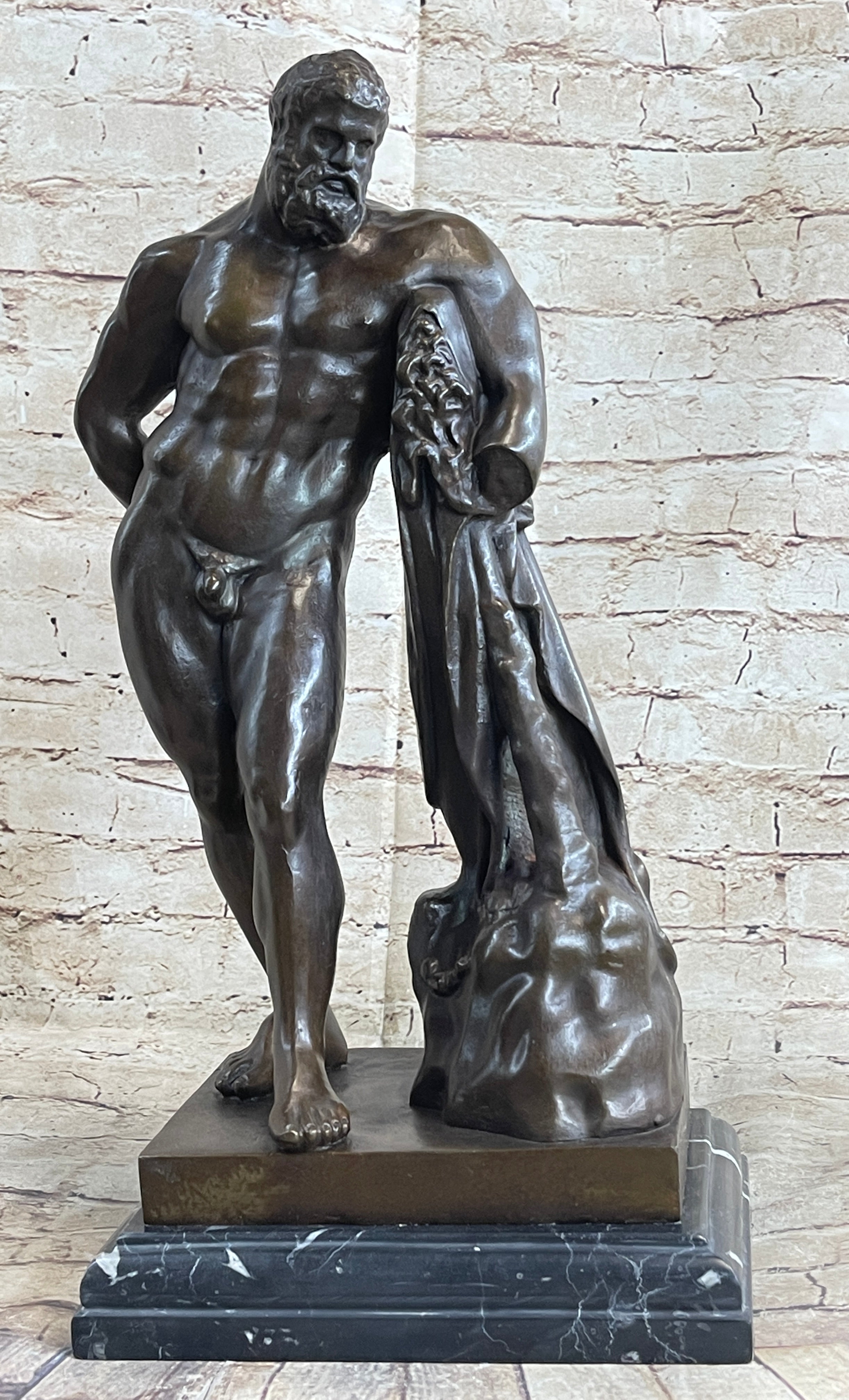 Farnese Hercules by Glykon Ancient Greek Bronze 19" x 10"