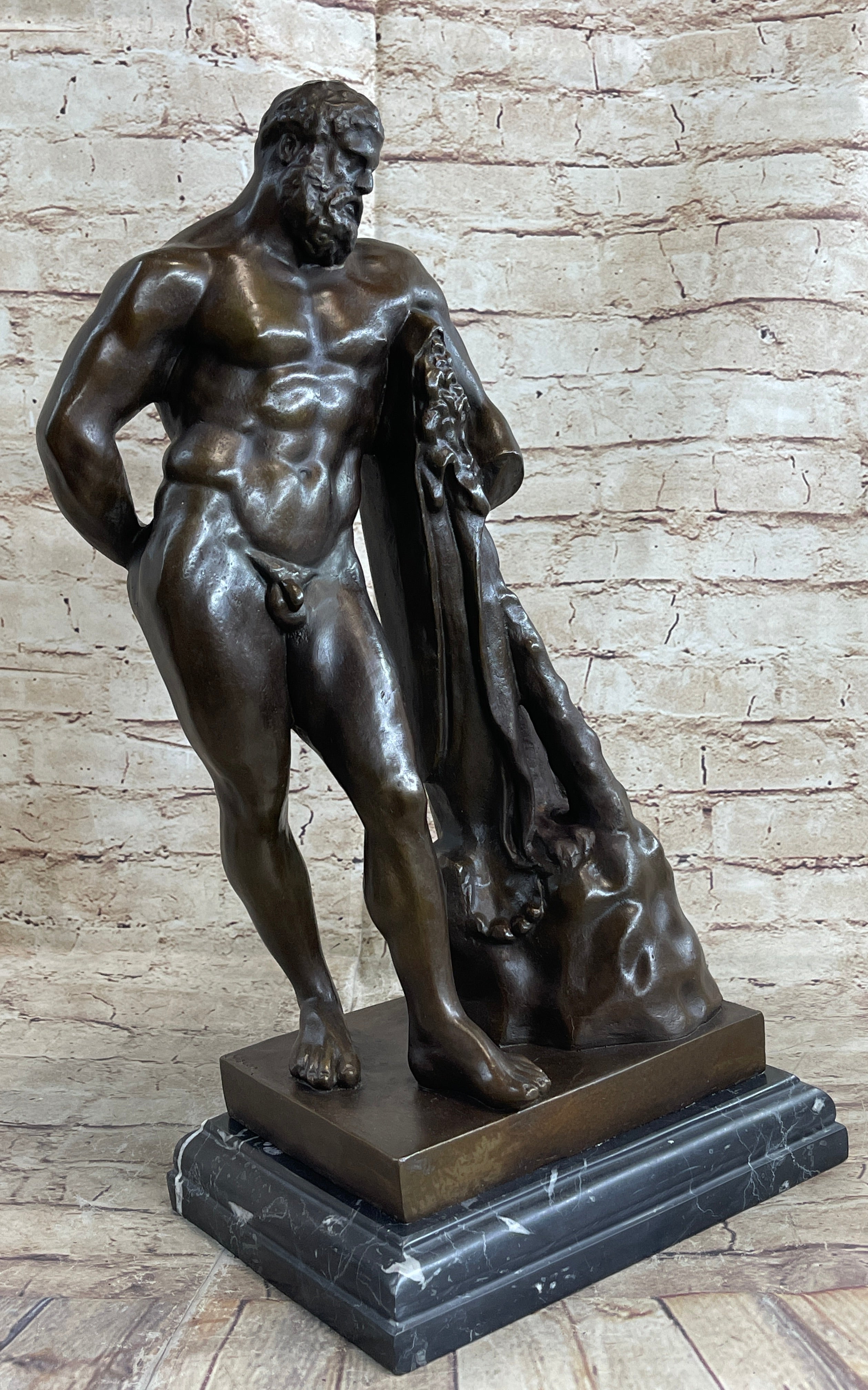 Farnese Hercules by Glykon Ancient Greek Bronze 19" x 10"