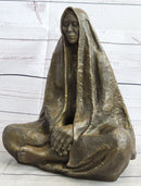 Native American Art Indian Meditating Bronze Sculpture 11" x 10"