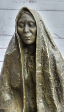 Native American Art Indian Meditating Bronze Sculpture 11" x 10"
