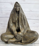 Native American Art Indian Meditating Bronze Sculpture 11" x 10"