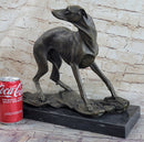 Greyhound Whippet Bronze Metal Sculpture on Marble Base