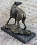 Greyhound Whippet Bronze Metal Sculpture on Marble Base