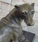 Greyhound Whippet Bronze Metal Sculpture on Marble Base